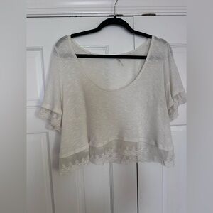 Kimchi Blue Cream Lace Trim Crop Top